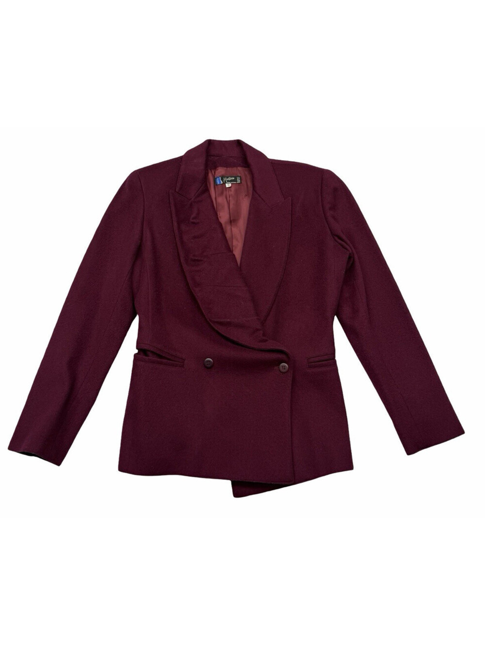 Vintage Claude Montana Wool Cashmere Blazer Jacket Burgundy Size EU 38 | US 4